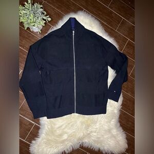 Tommy Hilfiger black zip up mock neck sweater sz XL